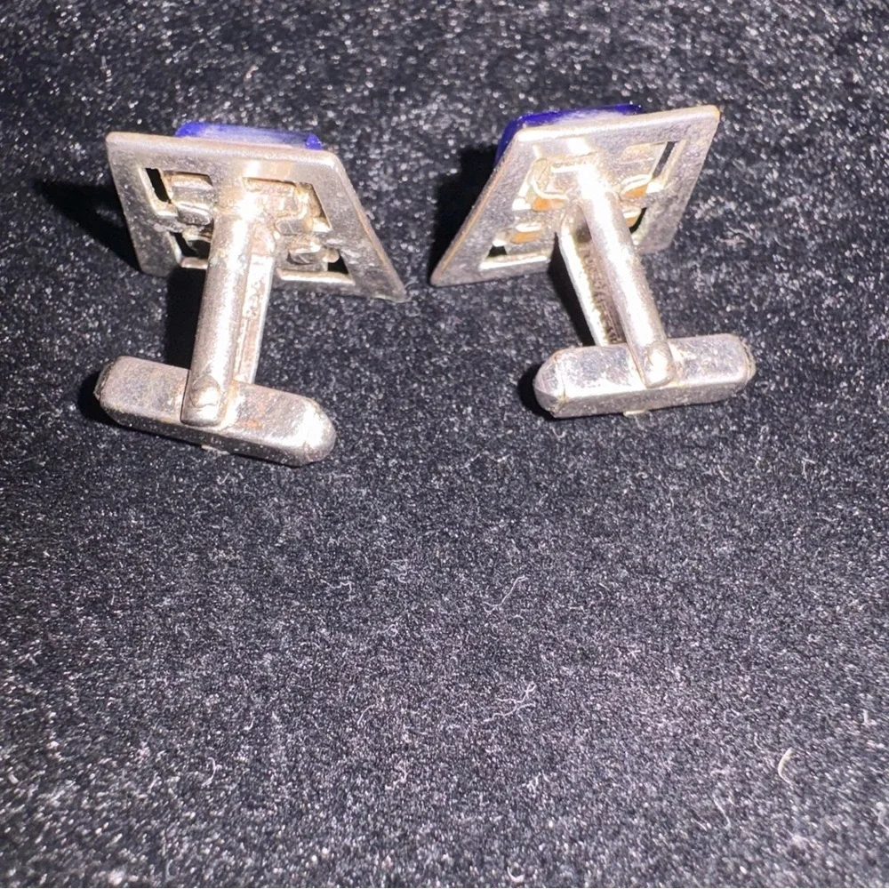 Silver and Blue Cufflinks